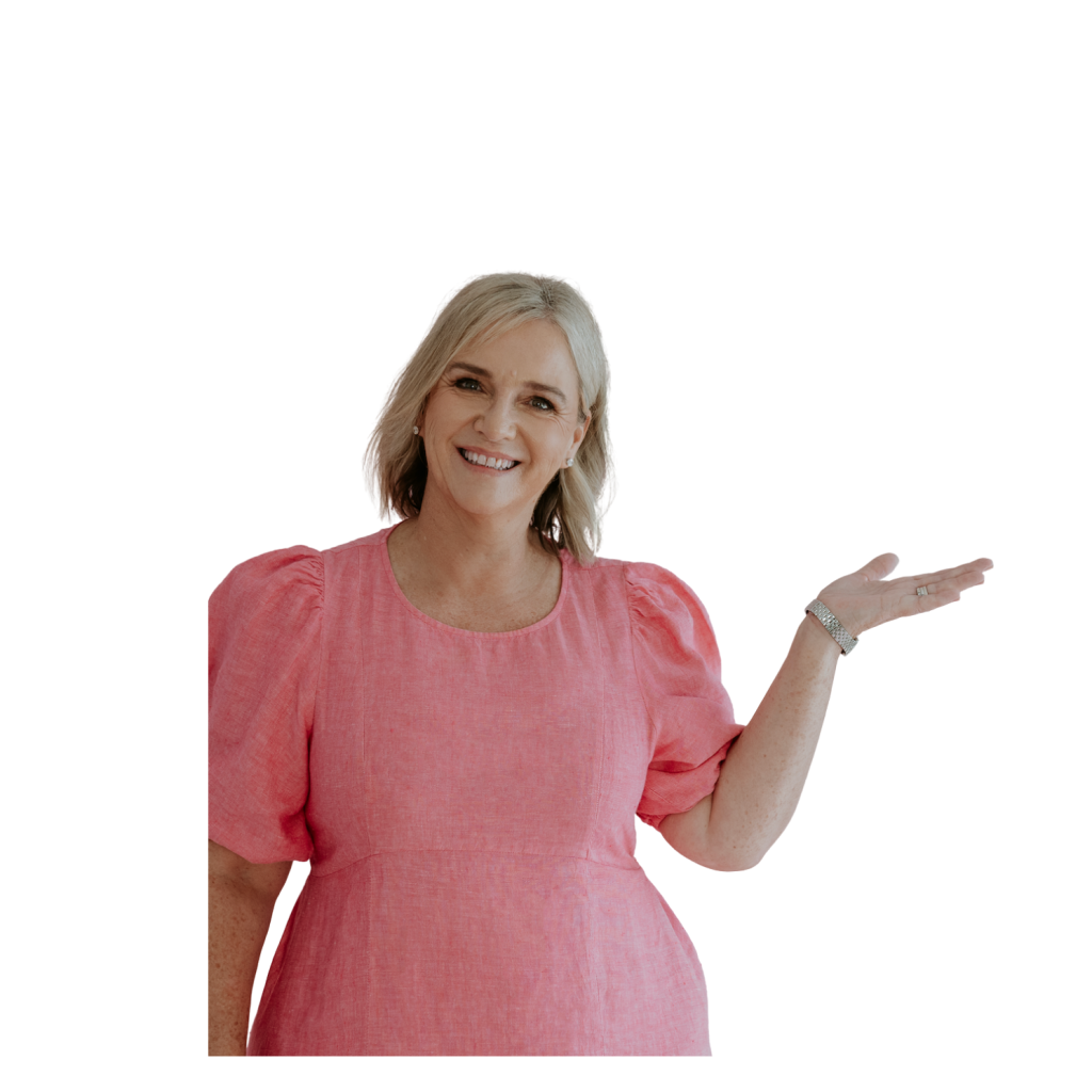 Jenn pointing to the left